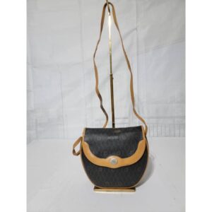 Christian Dior Vintage Honeycomb Canvas Crossbody Bag PVC Leather Brown/Beige