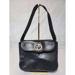 GUCCI Vintage Shoulder Bag GG Leather Black