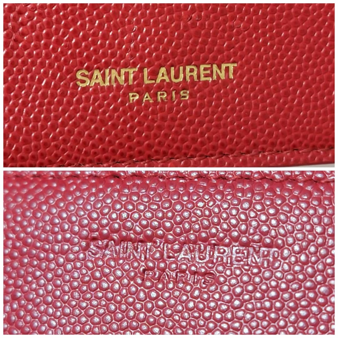 YVES SAINT LAURENT Calfskin Leather Marquage Flap Wallet Red - Image 4
