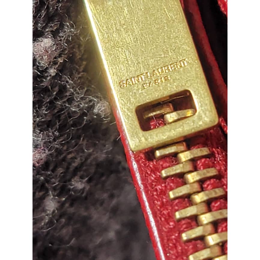 YVES SAINT LAURENT Calfskin Leather Marquage Flap Wallet Red - Image 8