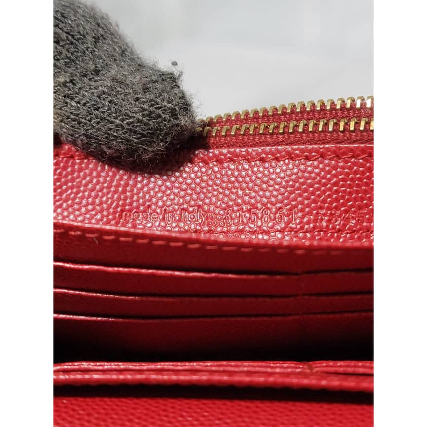 YVES SAINT LAURENT Calfskin Leather Marquage Flap Wallet Red - Image 5