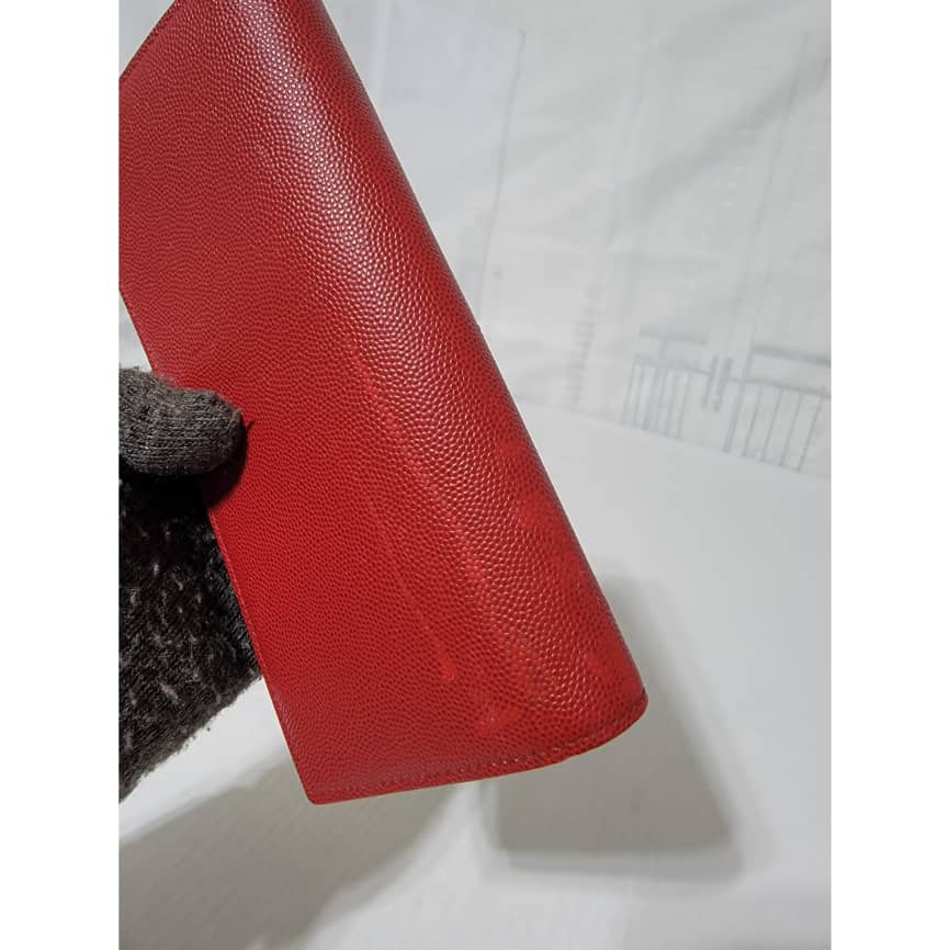 YVES SAINT LAURENT Calfskin Leather Marquage Flap Wallet Red - Image 9