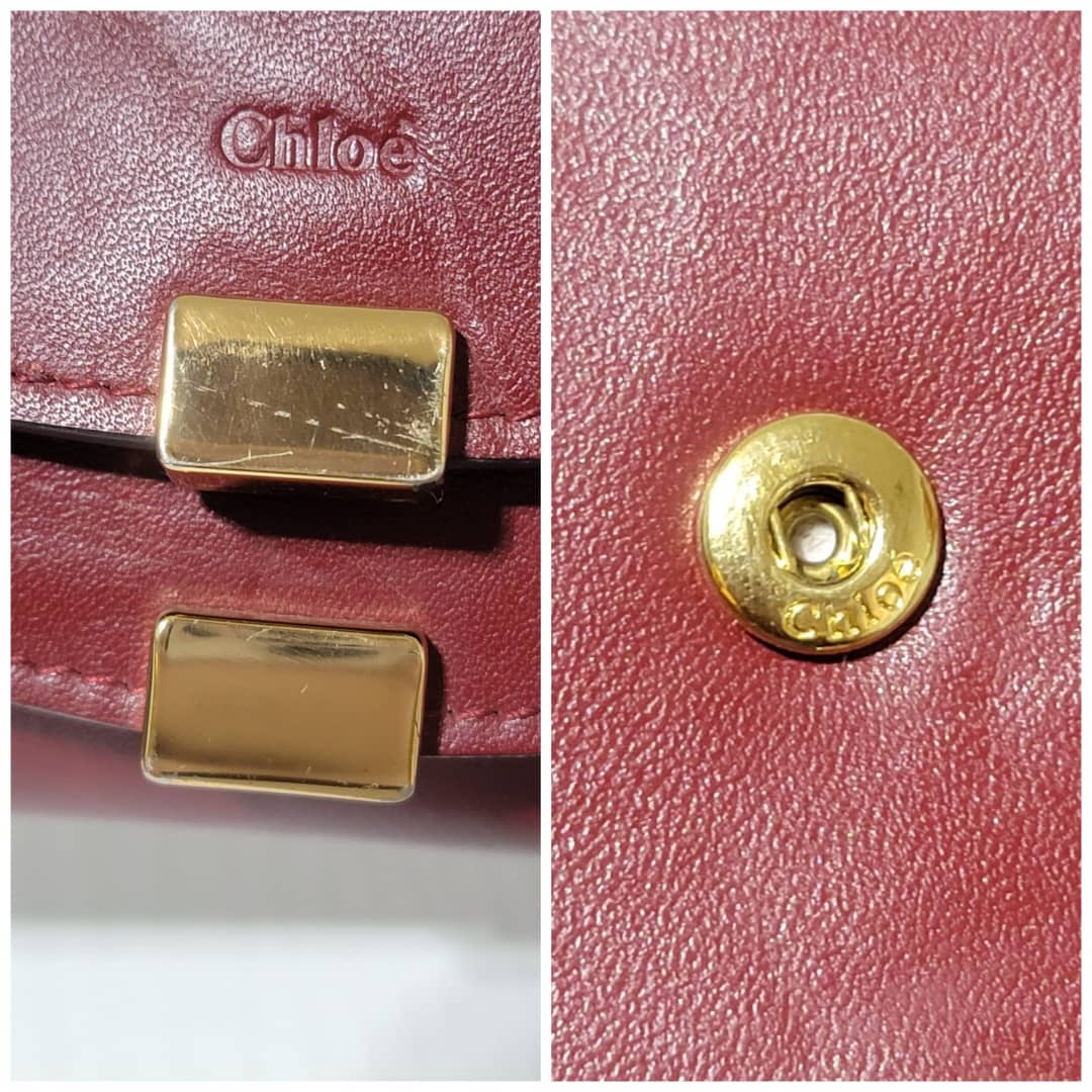 Chloe Long Georgia Flap Wallet Burgundy - Image 7