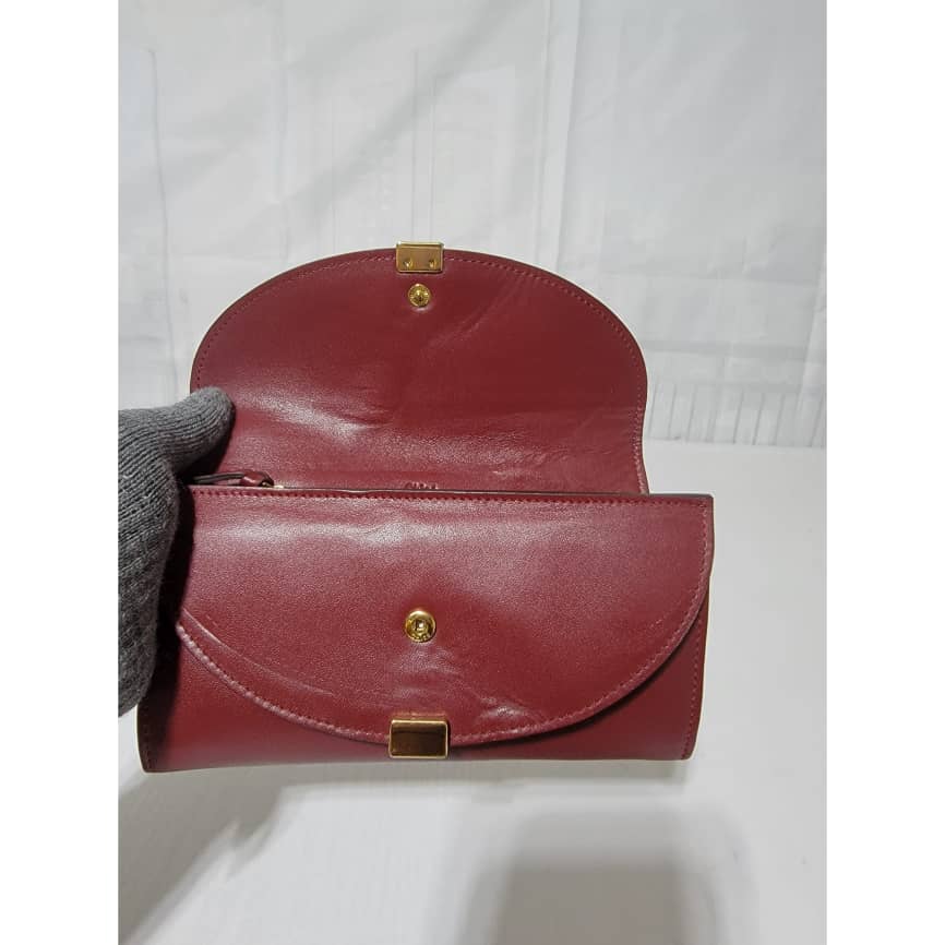 Chloe Long Georgia Flap Wallet Burgundy - Image 11
