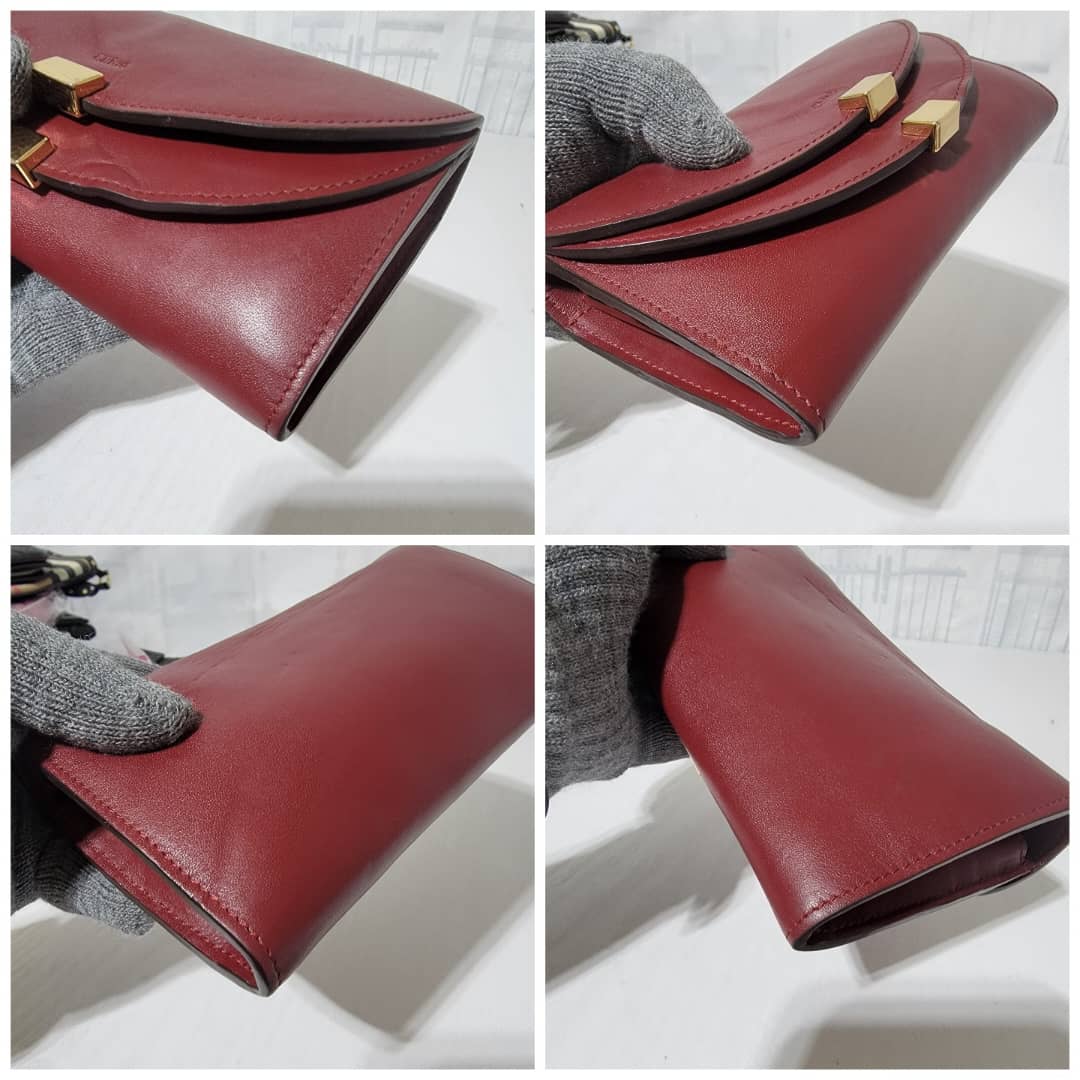 Chloe Long Georgia Flap Wallet Burgundy - Image 14
