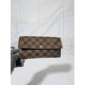 LOUIS VUITTON Damier Ebene Portefeuille Sarah Long Wallet Brown