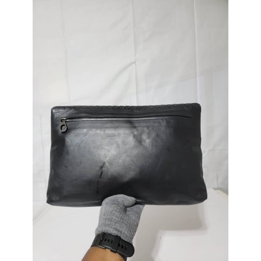Bottega Veneta Intrecciato Leather Flap Snap Pouch Black - Image 7