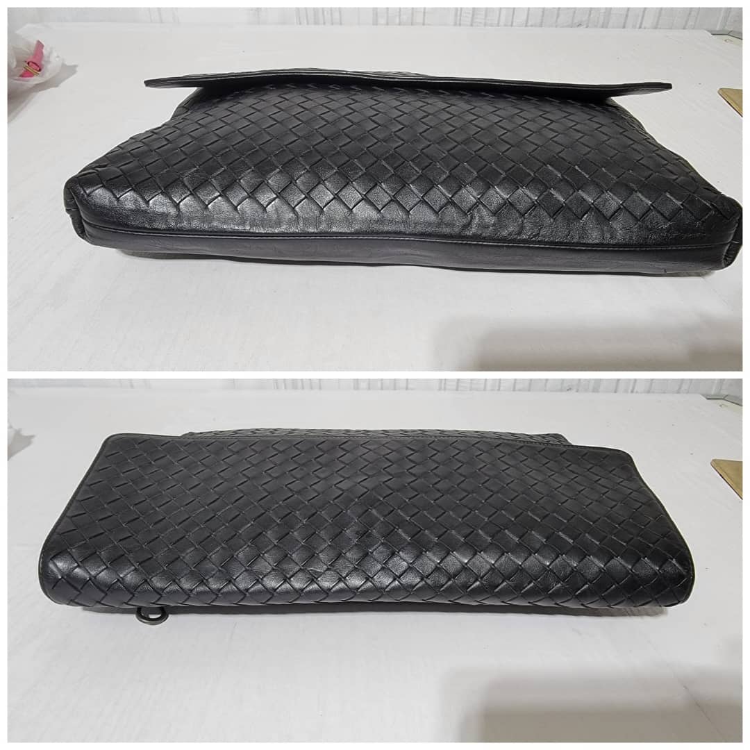 Bottega Veneta Intrecciato Leather Flap Snap Pouch Black - Image 11