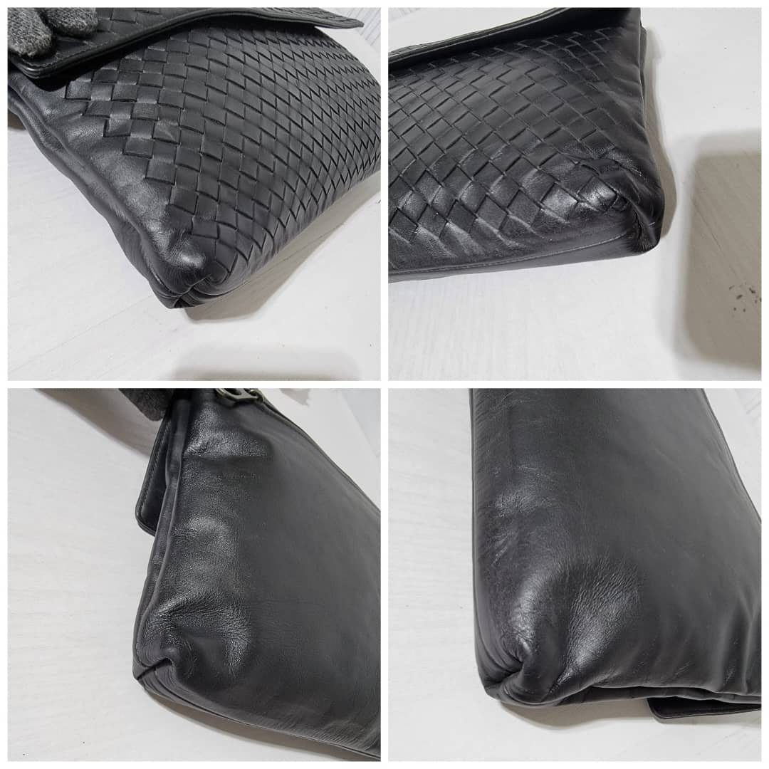 Bottega Veneta Intrecciato Leather Flap Snap Pouch Black - Image 13