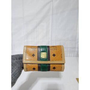 MCM Small Trifold Wallet Green/Brown