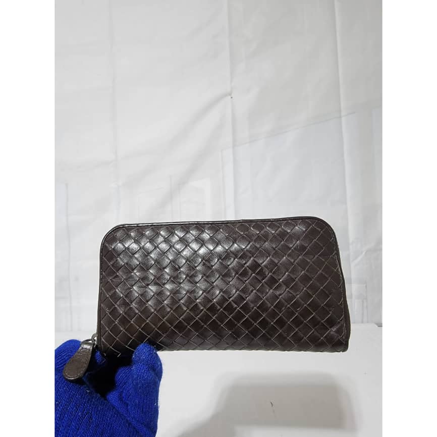Bottega Veneta Intrecciato Leather Zip Around Continental Wallet Deep Chocolate Brown - Image 3