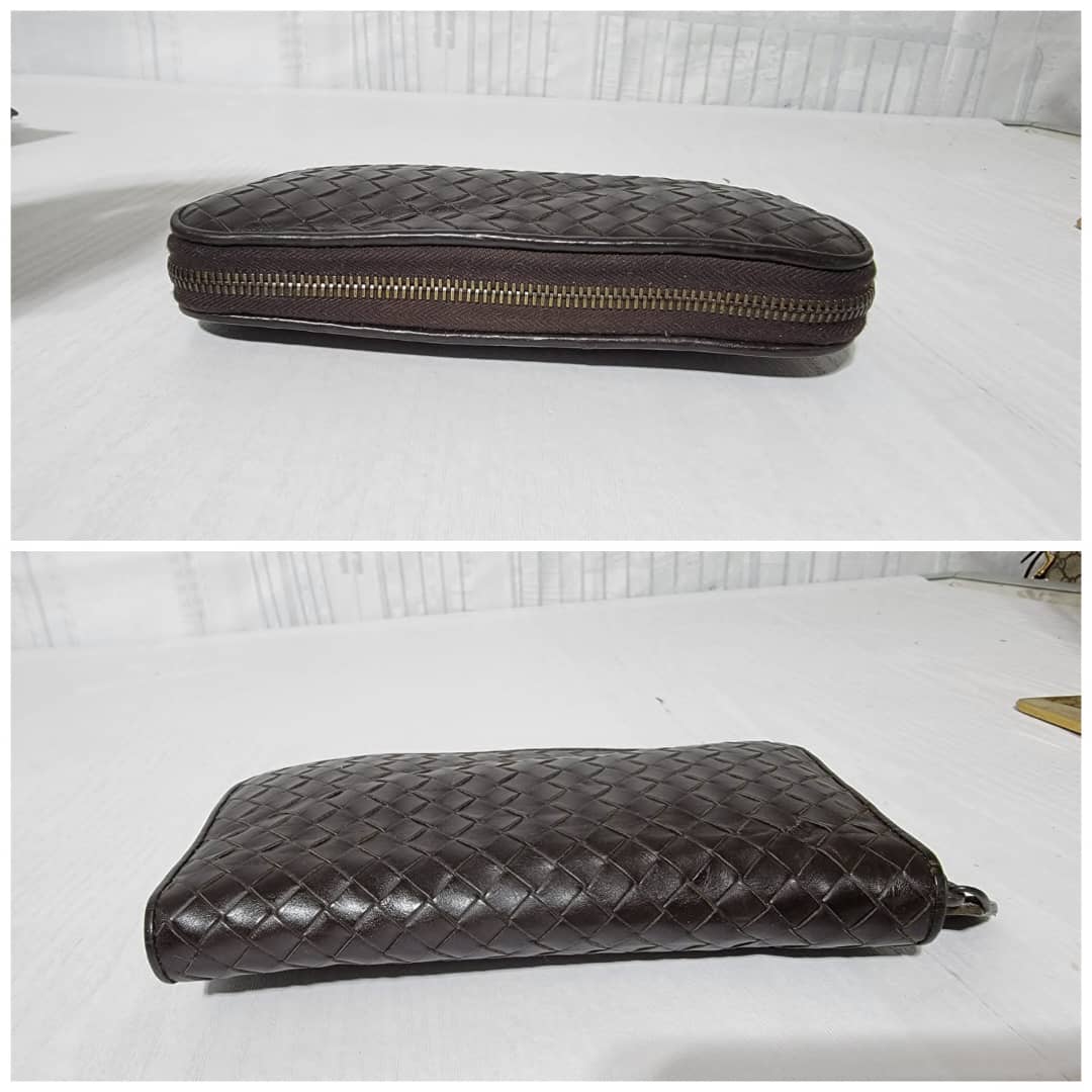 Bottega Veneta Intrecciato Leather Zip Around Continental Wallet Deep Chocolate Brown - Image 7