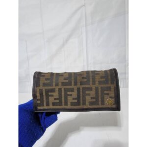 Fendi Tobacco Zucca Canvas and Leather Flap Continental Wallet