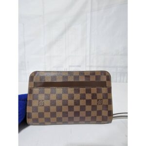 LOUIS VUITTON Damier Ebene Pochette Saint Louis Clutch Bag Brown