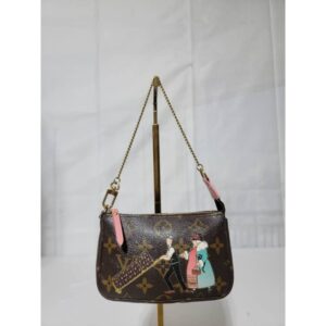 LOUIS VUITTON Monogram Illustre Mini Pochette Accessories Brown