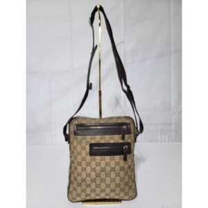 GUCCI Monogram Messenger/Crossbody Bag Dark Brown/Beige