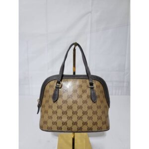 Gucci GG Crystal Mini Dome Bag Beige/Chocolate Brown