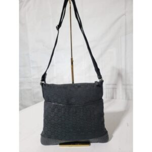 GUCCI Small Perforated GG Canvas Messenger/Crossbody Bag Black