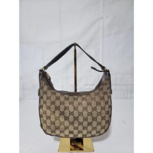 Gucci GG Canvas Shoulder Bag Beige/Dark brown