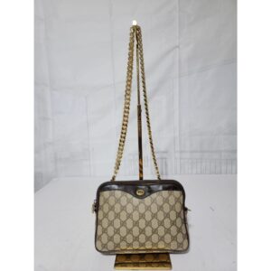 GUCCI Vintage GG Canvas Crossbody Bag Beige/Deep Brown
