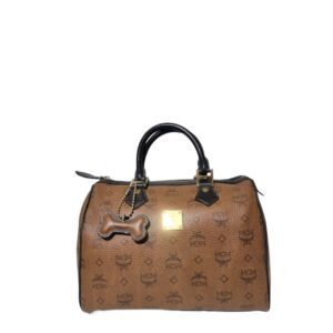 MCM Visetos Dog Bone Boston Bag Brown