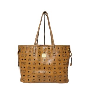 MCM Visetos Coated Canvas Project Reversible Shopper Tote Cognac