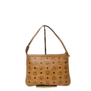 MCM Visetos Liz Shopper Tote Pochette Cognac