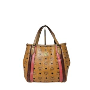 MCM Small Anya Zip Tote Bag Cognac