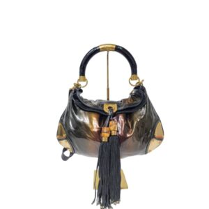 Gucci Metallic Patent Leather Indy Hobo Bag Brown