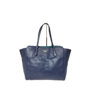 Gucci Swing Leather Tote Bag Navy Blue