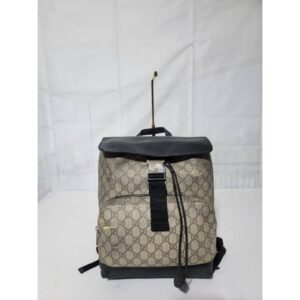 GUCCI GG Supreme Monogram Single Buckle Backpack Beige Black