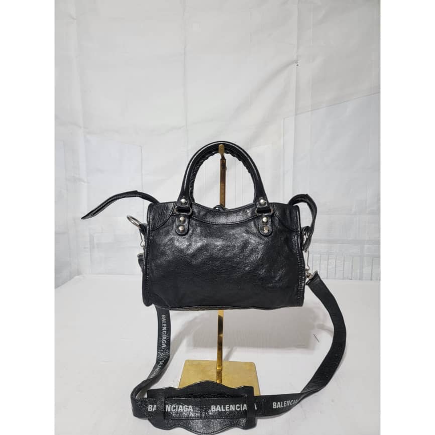 BALENCIAGA Mini Agneau Classic Silver Hardware City Black - Image 3