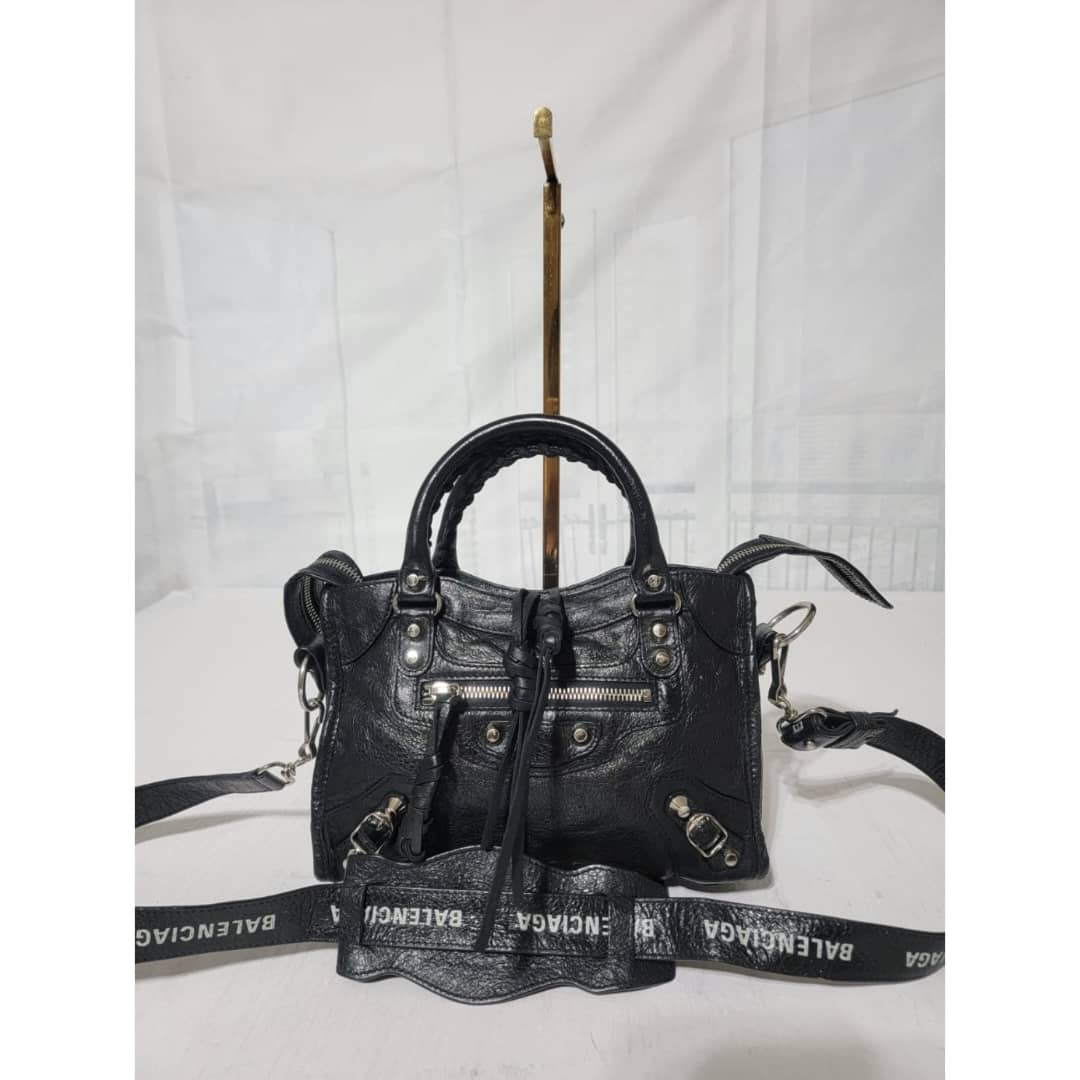 BALENCIAGA Mini Agneau Classic Silver Hardware City Black