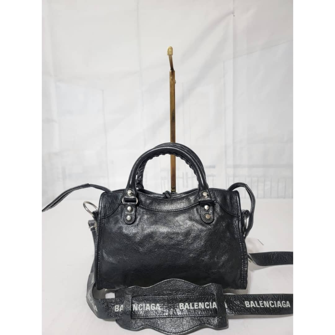 BALENCIAGA Mini Agneau Classic Silver Hardware City Black - Image 8