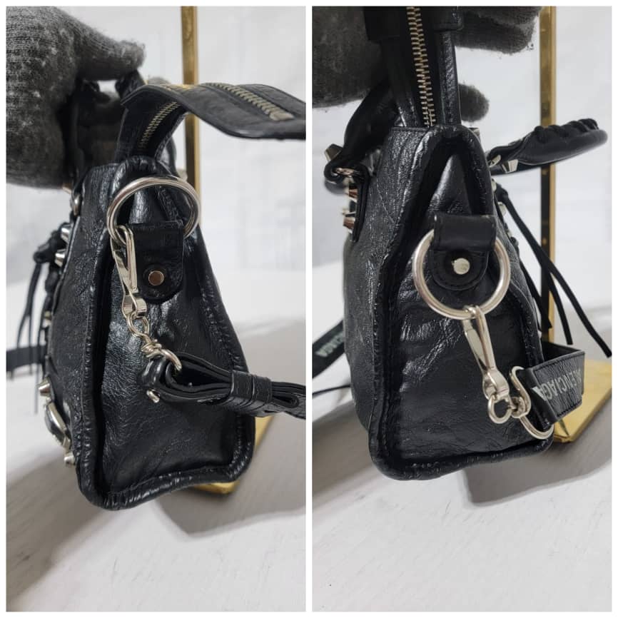 BALENCIAGA Mini Agneau Classic Silver Hardware City Black - Image 11