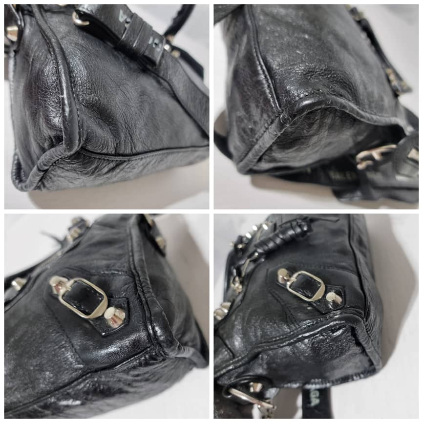 BALENCIAGA Mini Agneau Classic Silver Hardware City Black - Image 13
