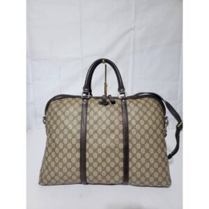 GUCCI GG Plus Monogram Double Handle Briefcase Dark Brown/Beige