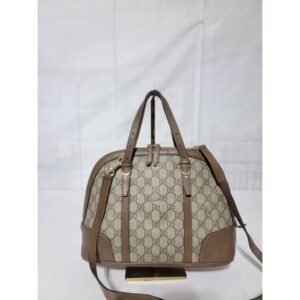 GUCCI GG Supreme Monogram Small Nice Top Handle Dome Bag Maple Brown/Beige