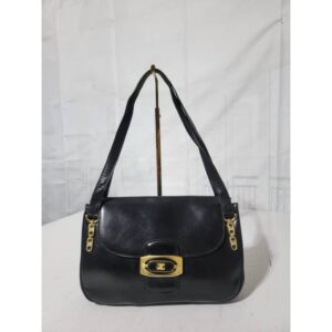 Celine Vintage Triomphe Leather Bag Black