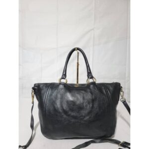 Prada Vitello Daino Pebbled Leather Satchel Bag Black