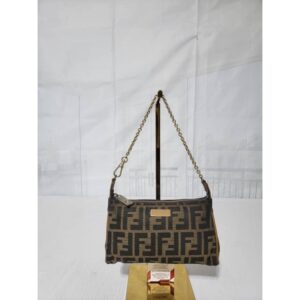 FENDI Zucca Pochette/Baguette Mini Shoulder Bag Brown