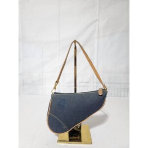 Christian Dior Mini Saddle Bag Denim/Beige