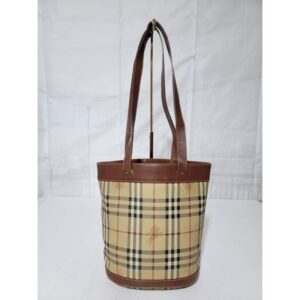 Burberry Vintage Haymarket Check Canvas Bucket Bag Beige/Brown