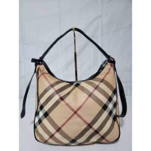 Burberry Beige/Black Supernova Coated Canvas Barton Hobo