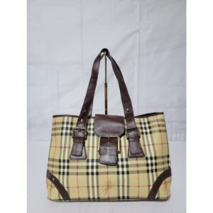 Burberry Beige/Brown Haymarket Check Coated Canvas And Leather Shoulder Bag