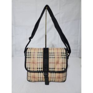 Burberry Flat Buckle Messenger Bag Haymarket Coated Canvas