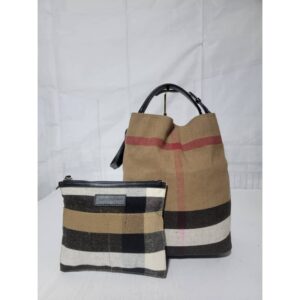 BURBERRY Ashby Hobo Saddle Canvas Mega Check