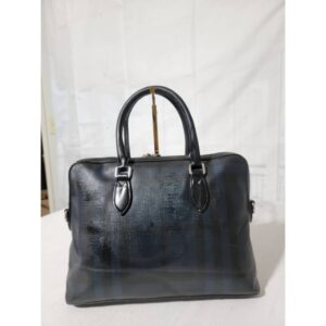 BURBERRY Hambleton London Check Briefcase Messenger Bag Blue