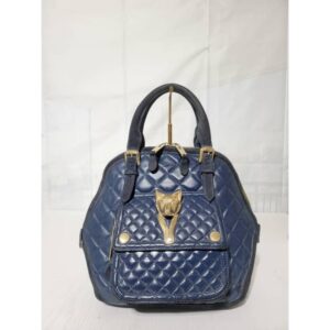 Burberry Prorsum Dark Navy Blue Quilted Nappa Leather Country Animal Orchard Bag
