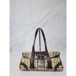 BURBERRY Leather Trimmed Haymarket Check Shoulder Bag